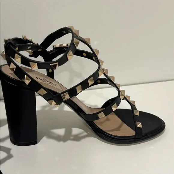 Valentino Black Heels ROCKSTUD ANKLE STRAP SANDAL 90 MM - Picture 6 of 11